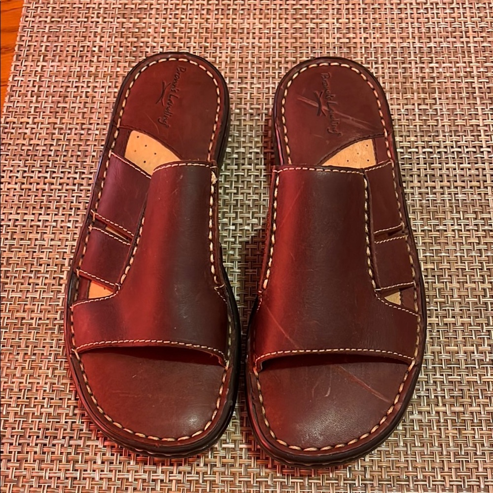 Brown Leather Sandals with Asymmetrical Straps